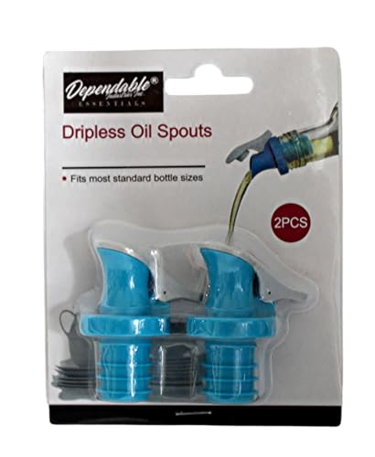 2-Piece Dripless Oil Spout Set with Sealable Top – Fits Standard Bottles, Prevents Spillage, BPA-Free Food Grade Stopper for Oils, Vinegars, Syrups & More by Dependable Industries (2)