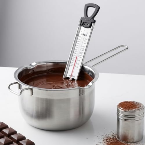 Pro Candy Thermometer & Deep Fry Thermometer, Stainless Steel with Pot Clip, Dual Scale C/F (100-400F), Hands-Free, Easy to Read for Candy, Jam, Oil, Sugar Cooking