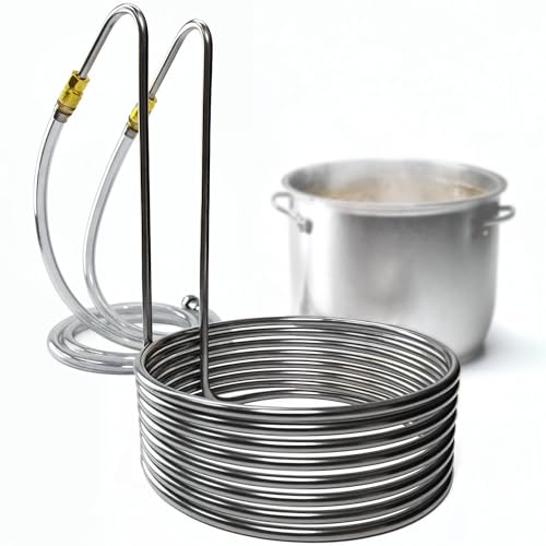 Coldbreak Wort Chiller – 25 Foot Food Grade Stainless Steel Tubing Coil – Water Chiller for Ice Bath Beer Brewing – Stainless Steel Knockout Immersion Beer Chiller – Home Brewing Equipment Made in USA - color: Stainless Steel, size: 25 Foot