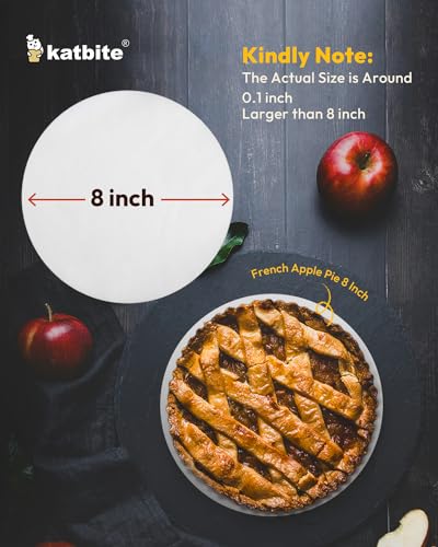 Katbite Heavy Duty Parchment Rounds 8 Inch 200 Pcs, Parchment Paper Rounds Available, Uses for Cake Baking, Air Fryer Liners - size: 8inch-200