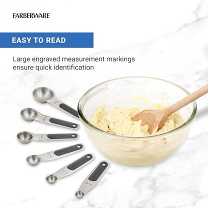 Farberware Professional Stainless SteelMeasuring Spoons Precision and Ease in Every Scoop, Features Magnetic Handles for Easy Storage, Dishwasher Safe - size: Set of 5, Spoons