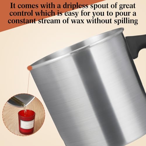 Ziliny 6 Pcs Candle Making Pouring Pot Wax Pouring Pitcher with Dripless Spout and Heat Resisting Handle Aluminum Wax Melter for Christmas DIY Candle Making Kits Gift (1.8 L) - size: 1.8 L