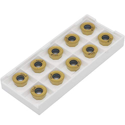 10pcs Carbide Milling Insert RPMT1204 （ R6）Round,CNC Milling Machine Indexable Milling Insert,Tungsten Steel Surface Golden Coating, Very Suitable for Processing Steel and Stainless Steel. - size: RPMT1204M-C DP