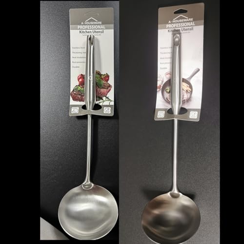 Soup Ladle Stainless Steel Scoop Spoon 304 Stainless Steel Utensils for Cooking with Anti-Scald Design kitchen tool for Soup, Stew, Chili and Gravy Silver 13.58 Inches - size: W3.7"x L13.58", style: 304 Soup Scoop Ladle