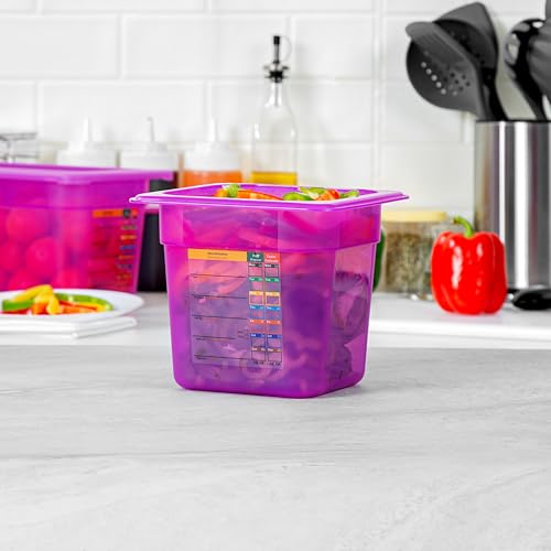 Restaurantware Food Storage Container 1 Pack of 2.3 qt Plastic Stackable Microwave-Safe Bin Dishwasher Safe Freezer Safe Purple Containers for Kitchen Storage - size: 1/6 Size