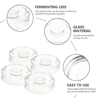 Didiseaon 4pcs Glass Fermentation Weights for Wide Mouth Jars and Pickle Jars Kitchen Canning Lids Kit and Fermenting Foods
