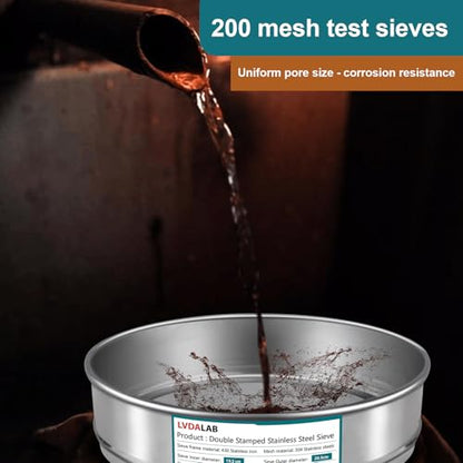 3 Pack 304 SUS Mesh Lab Sieves,200mesh(0.075mm),120 Mesh 0.125mm,30 Mesh 0.6mm Aperture Test Sieve,7.9in/20cm Dia Economy Test Sieve for Industrial Laboratory Homes - style: 200+120+30