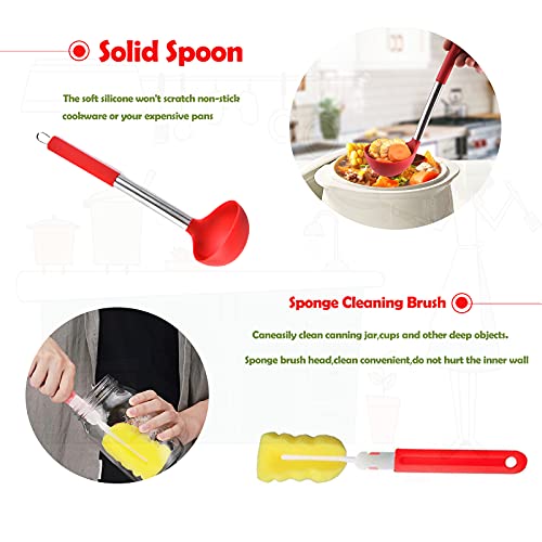 Canning Supplies Kit - 9 Piece 430 Stainless Steel : Rack,Funnel,Jar Lifter,Jar Wrench,Lid Lifter,Tongs,Spoon,Cleaning Brush/Bubble Remover Tool.Suitable for all beginners and professionals