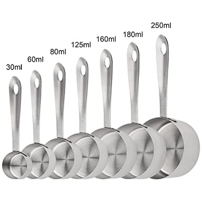 Measuring Cups and Spoons Set, 18/8 Stainless Steel Measuring Cups and Spoons, Metric & US Metal 7 Kitchen Measure Cups & 6 Measuring Spoons, Baking Measuring Tools Set 13
