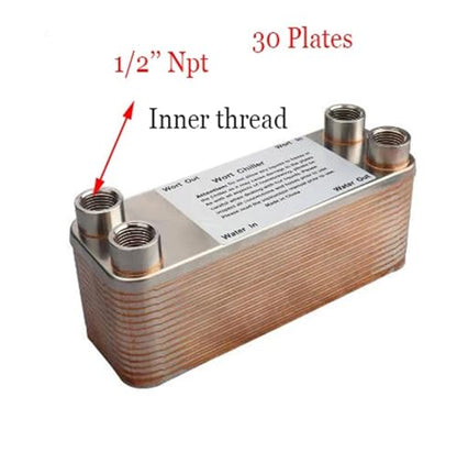 20/30/40 Plates Heat Exchanger Wort Chiller, Stainless Steel Counter Flow Chiller Bar Homebrew Beer Cooler Tools(30 Plates A) - size: 30 Plates A