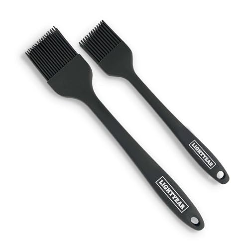 Lightyear Silicone Basting Pastry Brush Set (2 Pcs) ❘ 450°F Heat Resistant Oil Brush for Your Kitchen - Ideal For BBQ’s, Baking & Cooking | 100% Food Grade Silicone - BPA Free & Dishwasher Safe - color: Black