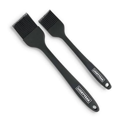 Lightyear Silicone Basting Pastry Brush Set (2 Pcs) ❘ 450°F Heat Resistant Oil Brush for Your Kitchen - Ideal For BBQ’s, Baking & Cooking | 100% Food Grade Silicone - BPA Free & Dishwasher Safe - color: Black