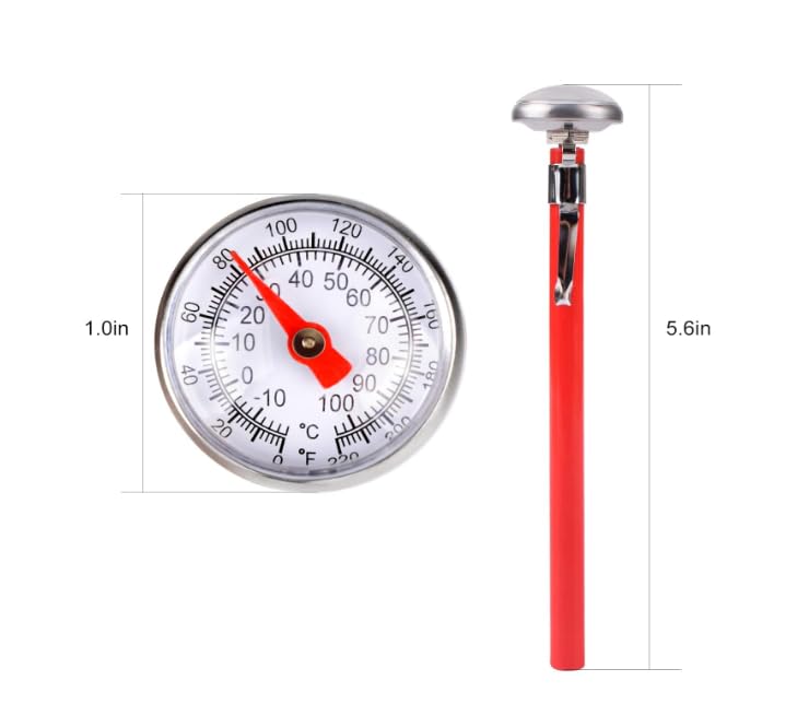 Silver Meat Thermometer for Grilling, Food Thermometer for Cooking, Milk, Kitchen Instant Read Thermometer, Pocket Thermometers Food Temperature Probe, Thermometers and Timers