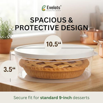 Evelots 2-Pack 10-Inch Airtight Food Storage Container with Lid - Portable Carrier for Pies, Cakes, Cupcakes & More - BPA-Free Clear Plastic - Secure & Easy Transport - size: 2-Pack, style: Pie Container