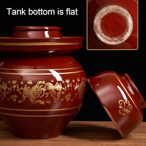 Traditional Sichuan Ceramic Pickle Jar - Water Seal Airlock Lid Fermentation Crock for Pickling, Kimchi, and Sauerkraut(Size:2.5KG) - size: 2.5KG