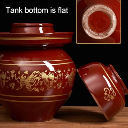 Traditional Sichuan Ceramic Pickle Jar - Water Seal Airlock Lid Fermentation Crock for Pickling, Kimchi, and Sauerkraut(Size:2.5KG) - size: 2.5KG