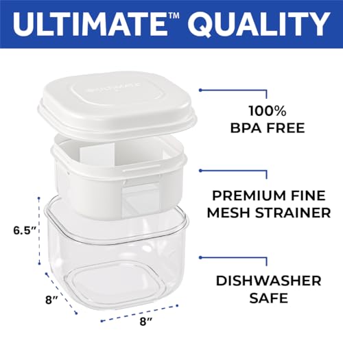 Ultimate Yogurt Strainer, Make Delicious, High Protein, Greek Yogurt, 70% Less Sugar & Lactose, Fine Mesh Nylon Greek Yogurt Maker, 100% BPA-Free & Dishwasher Safe with Large 2.3 Quart Capacity