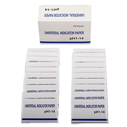 BOJACK 20 Pack 80 Strips (1600 Strips) pH 1-14 Test Paper Extensive Test Paper Litmus Test Paper 400 Strips pH Test for Water Soil Testing Pet Food pH Monitoring - size: 20 Packs