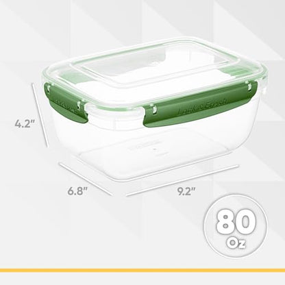 Superio Plastic Food Storage Container with Airtight Lid- 80 Oz, BPA Free, Leakproof, Stackable, Microwave, Dishwasher and Freezer Safe, Green - color: Green