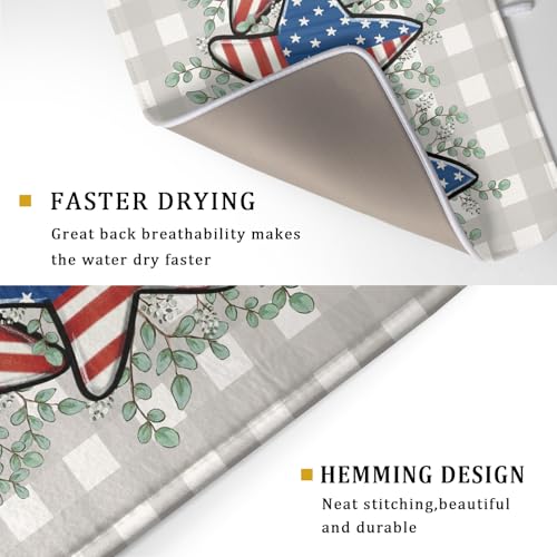 Patriotic Dish Drying Mat for Kitchen Counter Cute Stars 4th of July Holiday Absorbent Reversible Microfiber Kitchen Countertop Protector Dishes Pad Large 18x24 inch - size: 18" x 18"