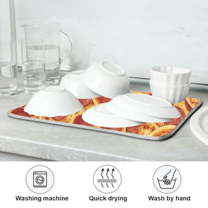 Dish Drying Mats, Pizza Cheese Print Dishes Pad, Reversible Dish Drying Rack Mat Kitchen Counter Mat, 18x24in - size: 18x24in