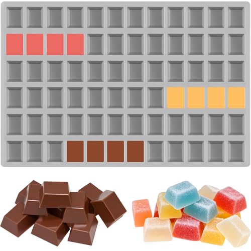 Square Ice Cube Silicone Molds for ice,Candy,72 Cavities | Mini Square Ice Cube Mold Tray, Mini Silicone Chocolate Molds, For Candy, Gummy, Jelly, Jello, Pet Treats, Snacks - color: 72 Cavity Square-Terrace Mold