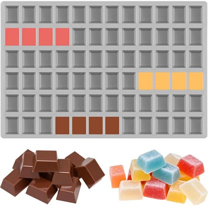 Square Ice Cube Silicone Molds for ice,Candy,72 Cavities | Mini Square Ice Cube Mold Tray, Mini Silicone Chocolate Molds, For Candy, Gummy, Jelly, Jello, Pet Treats, Snacks - color: 72 Cavity Square-Terrace Mold