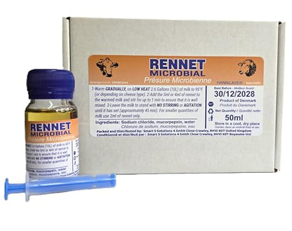 Liquid Rennet - Vegetarian Rennet for Cheese Making 50ml Microbial Coagulant