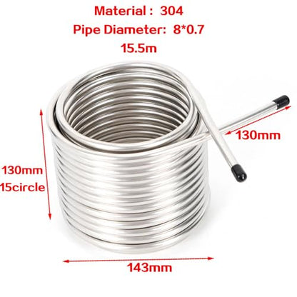 50' Brew Supply Stainless Steel Wort Chiller Cooling Coil Pipe Double Layer, Home Brewing Beer Immersion Stainless Steel, Beer Wine Cooler, Homebrew Immersion Chiller Cooling Pipe