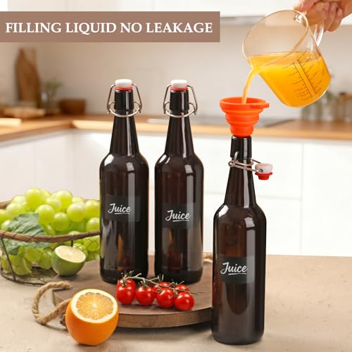 26 oz 8 Pack Amber Glass Beer Bottles with Airtight Rubber Seal Flip Caps,Swing Top Glass Bottles for Home Brewing, Kombucha, Beverages, Oil, Vinegar, Vanilla Extract,Water, Soda, Kefir - size: 750ml 8pack