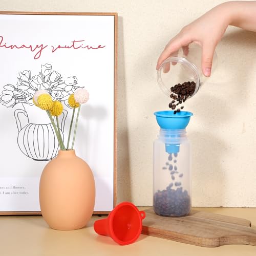 4 Pcs Wide Mouth Funnels for Filling Small Bottles, Kitchen Silicone Funnels Flexible Condiment Sauce Canning Funnel for Filling Oil Water Bottles Jars