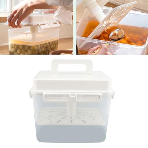 Fockety Kimchi Container, 4L Large Capacity PP with Airtight Seal and Pressure Plate, Fermentation Storage with 4 Sided Locking System and Clear Body for Refrigerator and Pantry