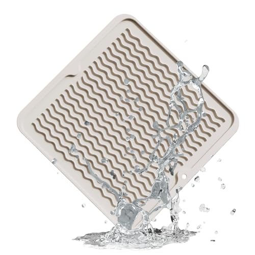 ZLR 4-in-1 Silicone Mat 12" x 12" / 305 x 306mm Square - Dish Drying Mat, Air Fryer Mat, Coffee Maker Pad & Heat Resistant Trivet (up to 450°F) - Non-Slip Food-Grade BPA-Free (Cassava White) - color: Cassava White, size: 12" x 12"