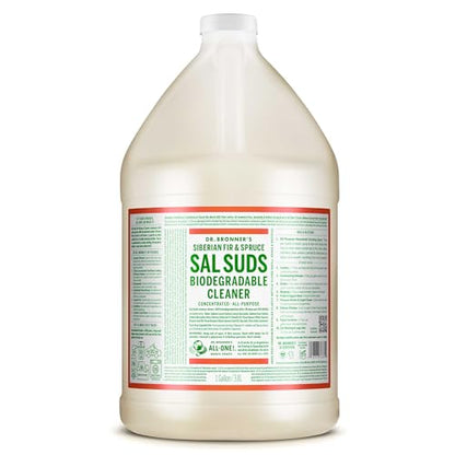 Dr. Bronner's Sal Suds Biodegradable Cleaner (Fir & Spruce, 1 Gallon) – All-Purpose Pine Mop Soap & Detergent for Floors, Multi-Purpose Household Formula, Dish Degreaser & Laundry Use - size: 128 Fl Oz (Pack of 1)
