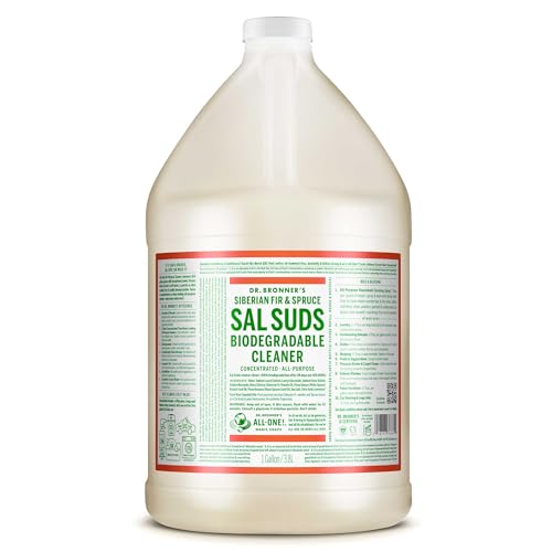 Dr. Bronner's Sal Suds Biodegradable Cleaner (Fir & Spruce, 1 Gallon) – All-Purpose Pine Mop Soap & Detergent for Floors, Multi-Purpose Household Formula, Dish Degreaser & Laundry Use - size: 128 Fl Oz (Pack of 1)