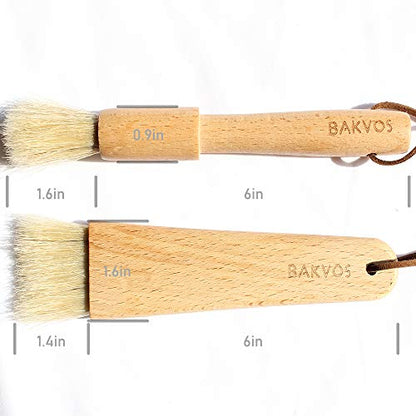 Pastry Brushes With Natural Wood and Bristles,Baking Brushes,Cooking Brushes,Food Brushes,Round and Flat,2 Pack