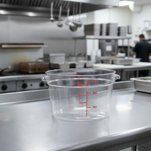 TrueCraftware- 12 Quart Clear Round Food Storage Container Polycarbonate- Commercial Reusable Food Container Canister with Measurement Markings for Meal Prep Pantry Kitchen - size: 12 Quart