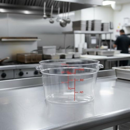 TrueCraftware- 12 Quart Clear Round Food Storage Container Polycarbonate- Commercial Reusable Food Container Canister with Measurement Markings for Meal Prep Pantry Kitchen - size: 12 Quart