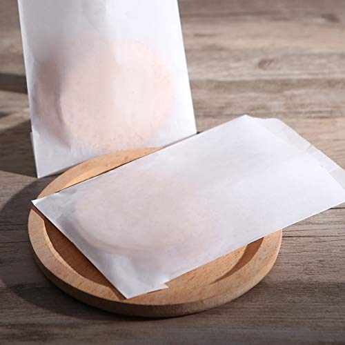 Quotidian White Glassine Paper Bags 4" x 6" (10 x 15.2cm), Pack of 100 Semi-Transparent Wax-Free Paper Treat Bags, Cookie Sleeves for Bakery, Party Favors, Handmade Soap, Seeds, Small Gifts - size: 4 x 6 Inch