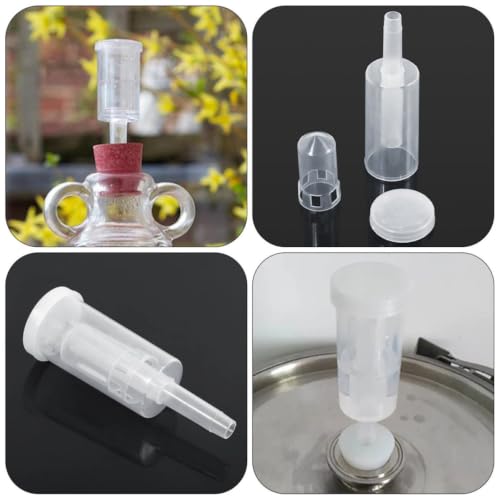 VILLCASE 3 Sets Plastic Airlocks with Silicone Plugs for Home Brewing Beer and Wine Fermentation, White Non-return Check Valves Designed to Release Carbon Dioxide and Prevent Oxygen Entry