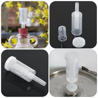 VILLCASE 3 Sets Plastic Airlocks with Silicone Plugs for Home Brewing Beer and Wine Fermentation, White Non-return Check Valves Designed to Release Carbon Dioxide and Prevent Oxygen Entry