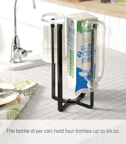 YAMAZAKI Home Tower Kitchen Multi Eco Stand - Multifunctional Plastic Bag Holder Bottle Dryer - Steel - color: Black