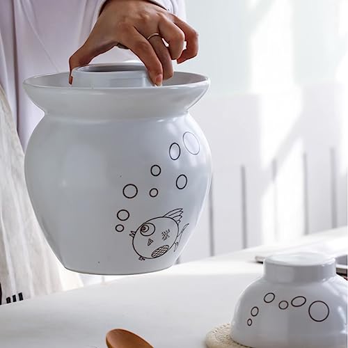 Chinese Pickle Jar Ceramic Jar with Lid, Fermentation Kit Crock with Water Seal Airlock Lid, Fermentation Jar for Pickles, Kimchi, Sauerkraut, Kombucha Jar Paocai Ja red-3.5Kg - color: Red, size: 3.5Kg