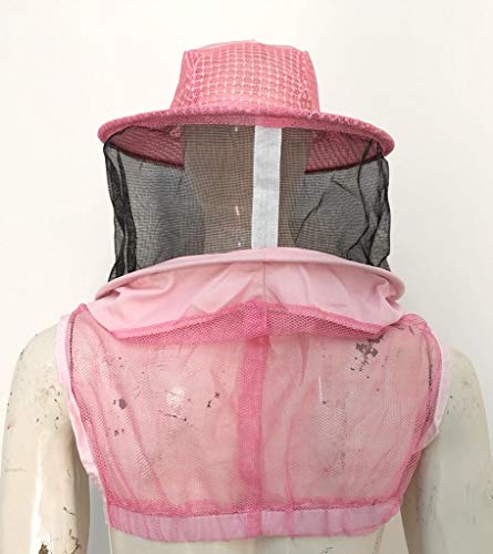 Clothes & Leather Gear Three Layer Ventilated Beekeeping Veil in Round (Pink, 3 Layer HAT) - color: Pink