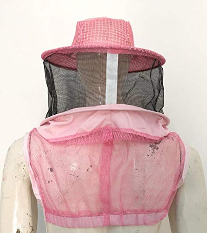 Clothes & Leather Gear Three Layer Ventilated Beekeeping Veil in Round (Pink, 3 Layer HAT) - color: Pink