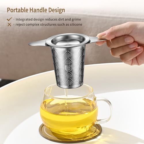 2Pack Stainless Steel Tea Strainers for Loose Tea Infuser, BOMANSI BOMS Extra-Fine Mesh Tea Infuser for Loose Leaf Tea, Tea Holder Loose Leaf Tea Steeper, Tea Diffuser for Rooibos, Black Tea, Herbal - style: Mountain Design
