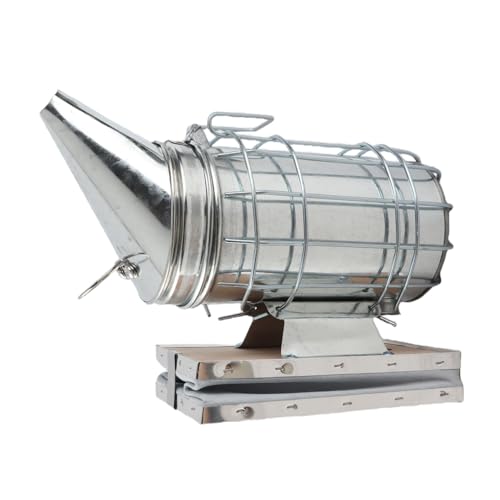 Sanpyl Bee Smoker with Heat Protection Board Iron Beekeeping Equipment, Stainless Steel Produces Safe Cool Smoke to Help, Protective Heat Surrounds the Smoker to Help
