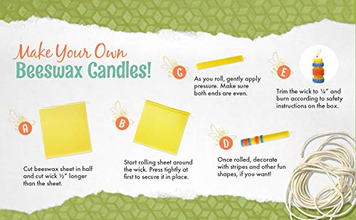 Make Your Own Beeswax Candle Kit - Includes 10 Full Size 100% Beeswax Honeycomb Sheets in Green and Approx. 6 Yards (18 Feet) of Cotton Wick. Each Sheet Measures Approx. 8" x 16 1/4". - color: Green