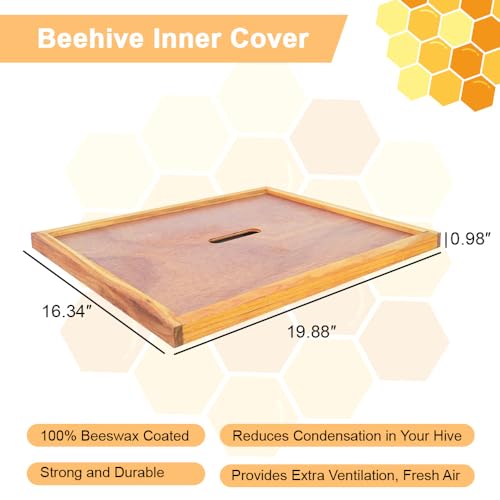 1 Set 10 Frame Langstroth Beehive Parts Kit, 100% Beeswax for Beekeeping Equipment (Telescoping Top Cover, Inner Cover, Bee Escape, Plastic Queen Excluder, Solid Bottom Board)