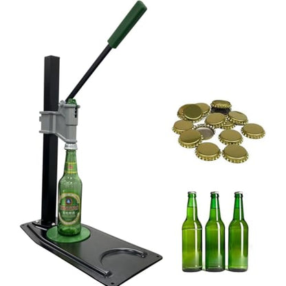 Manual Bottle Capper Tool Machine 26mm and 29mm Crown Capper,Heavy Duty Strong Metal Easy Action Bench Bottle Capper, Adjustable Height Beer Bottle Capping for Home Brewing Long pattern